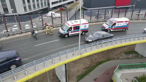 Wypadek na Trasie Siekierkowskiej (wideo bez dźwięku)