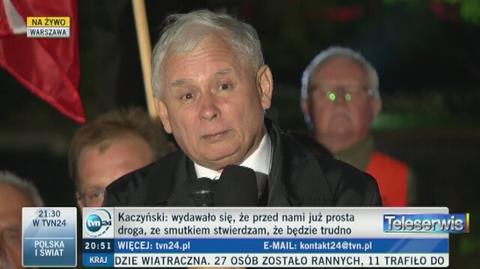 Jarosław Kaczyński przemawiał na Krakowskim Przedmieściu