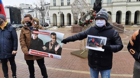 Protest w Warszawie pod hasłem "uwolnić Nawalnego"