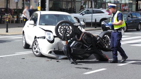 Wypadek z udziałem motocyklisty na Kruczej