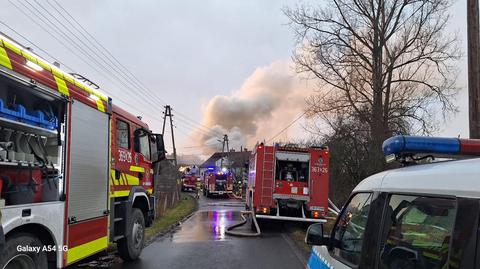 Pożar w Biskupinie. Jedna osoba ranna