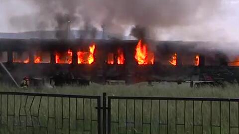 Pożar wagonu w Muzeum Kolejnictwa w Dzierżoniowie
